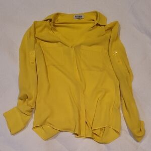 Express Sunny Yellow Button-Down Shirt